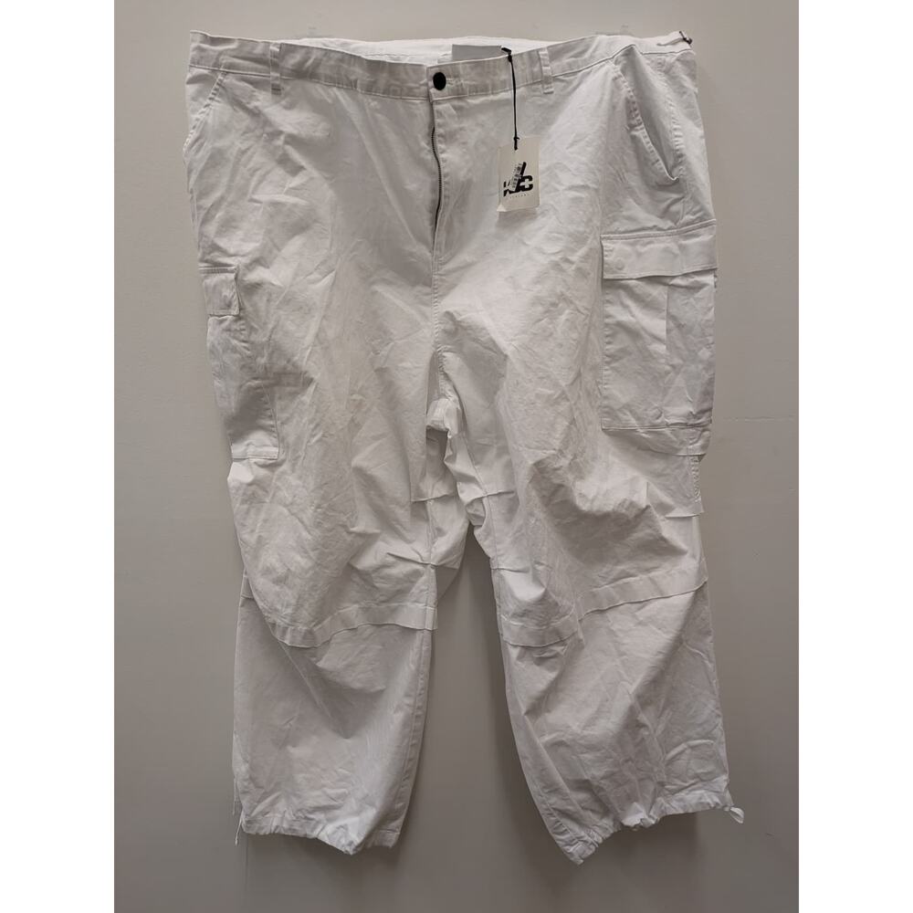Womens White Cargo Pants Size 4X Plus Size Utility Parachute Pants NWT Wide Leg